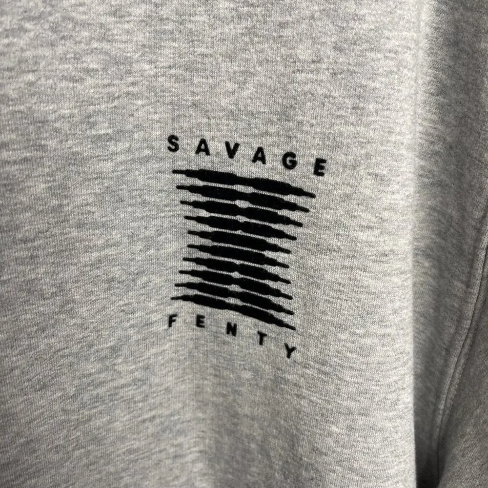 Rihanna Savage X Fenty Grey Logo Hooded loungewear bodysuit pajamas - Size M/L - Picture 4 of 5